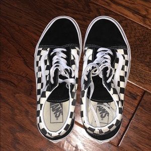 Black checkerboard old school vans
